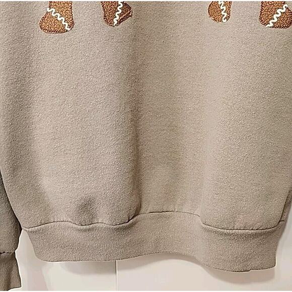 VINTAGE Gingerbread Sweatshirt Adult Large Tan Applique Jerzees Women’s - Picture 4 of 10